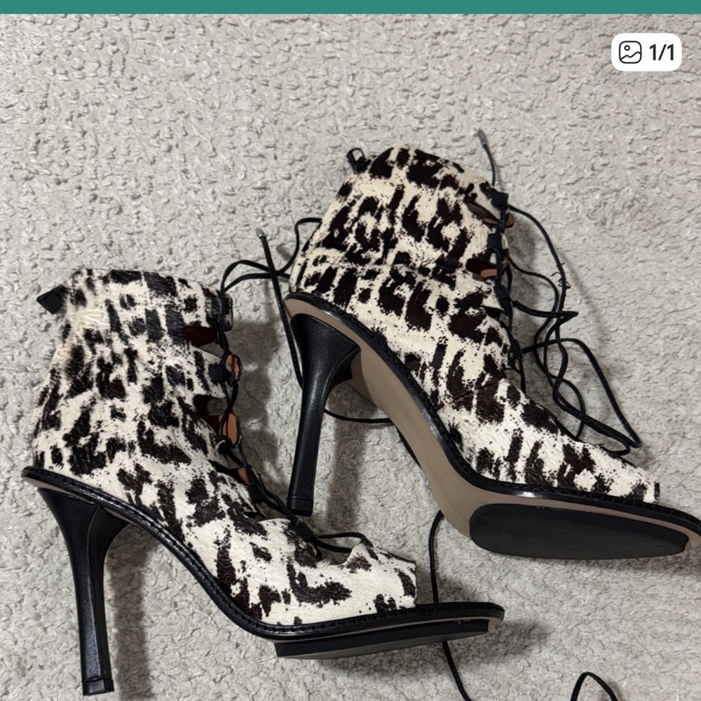 10 Crosby Derek Lam Black and White Lace-Up Heels
